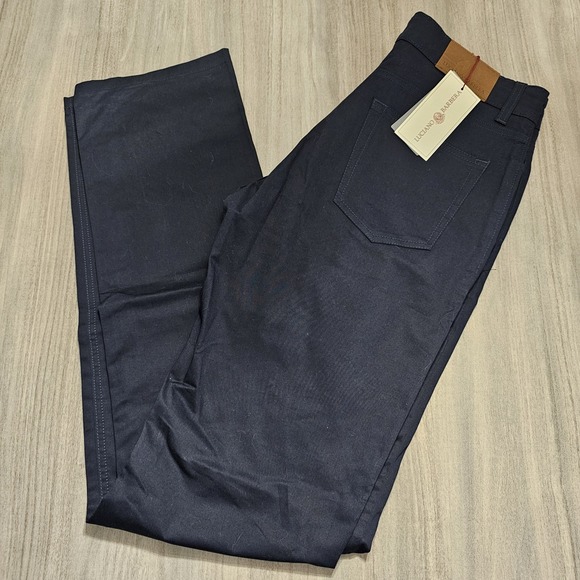 Luciano Barbera NWT Casual Pants / Chinos Size 50 US 34 in Solid Dark Blue Navy - Picture 1 of 10